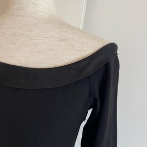 90s Vintage Tahari Sexy Black Formal 3/4 Sleeve Dress w train size 6